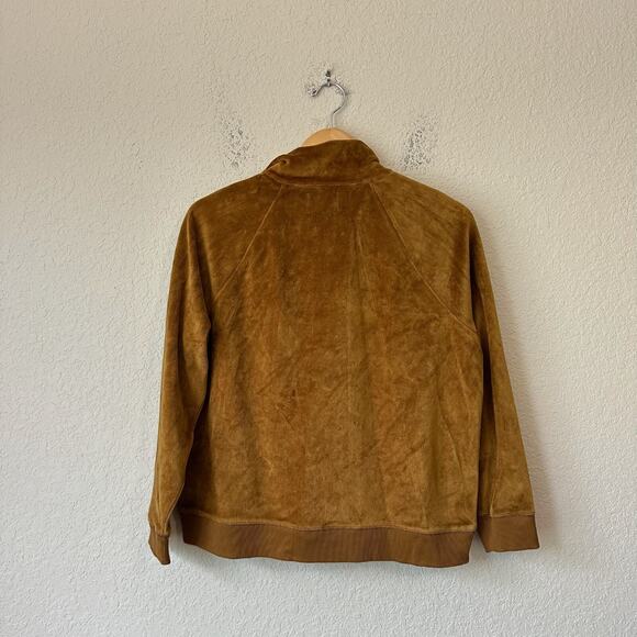 MADEWELL MWL Velour Half Zip Sweatshirt Brown Pullover Relaxed Fit - Picture 2 of 8